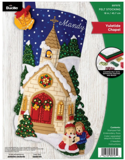 Bucilla Yuletide Chapel Felt Applique Stocking Kit