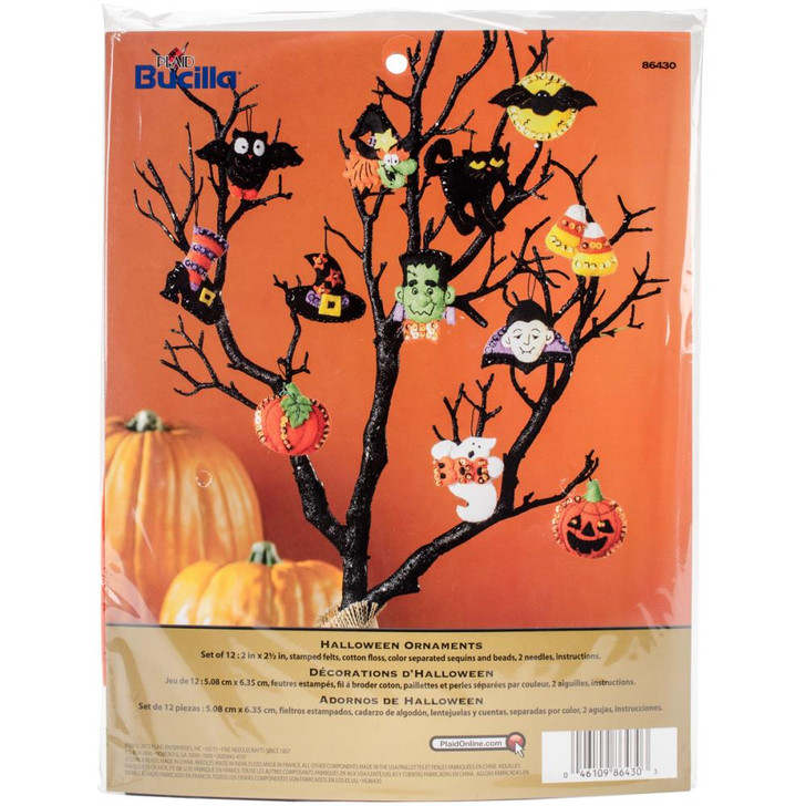 Bucilla Halloween Felt Applique Ornaments Kit 12/Pkg