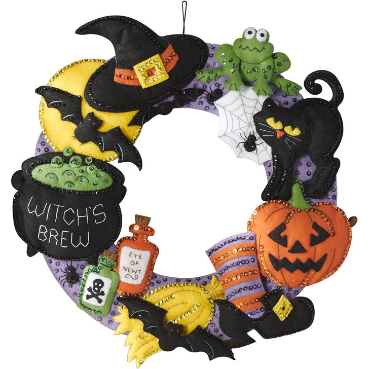 Bucilla Witch's Brew Felt Applique Wall Wreath Kit