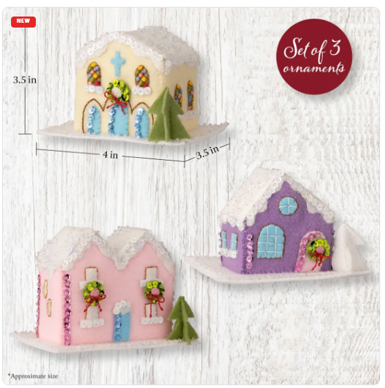 Bucilla Putz Village 3D Felt Applique Ornaments Kit 3/Pkg