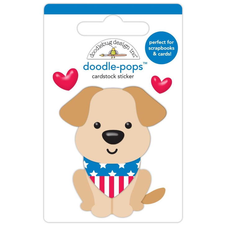 Doodlebug Doodle-Pops 3D Sticker | Patriotic Puppy, Hometown USA