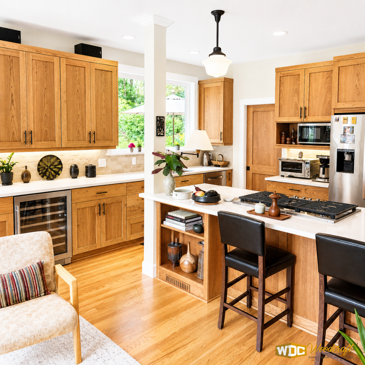 Cherry Kitchen Remodel - Warm Wood Cabinetry & Island Seating
