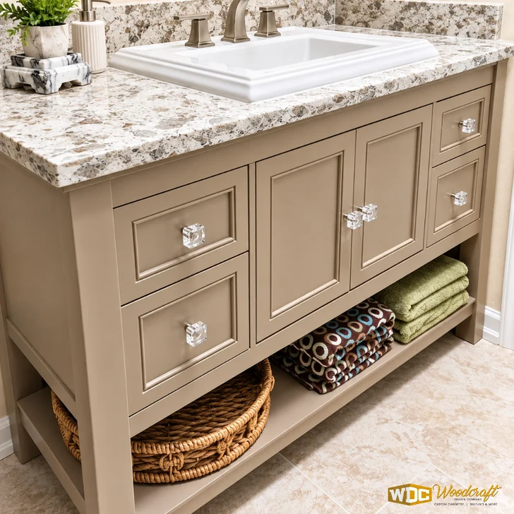 Bathroom Vanity - Taupe with Open Storage