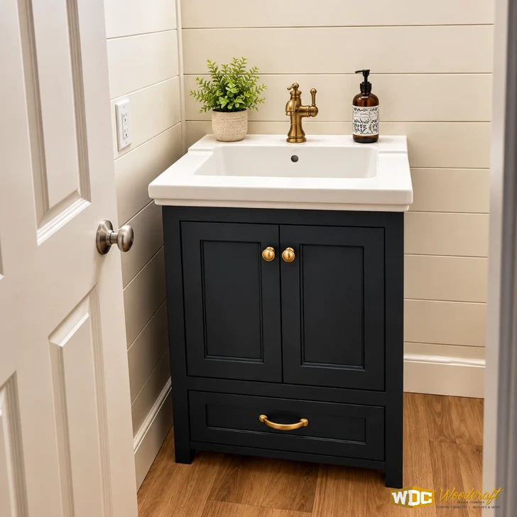 Bathroom Vanity - Navy Blue Painted Cabinet