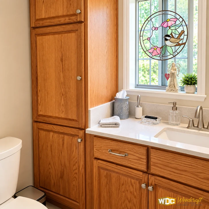 Bathroom Vanity - Red Oak with Storage Cabinet