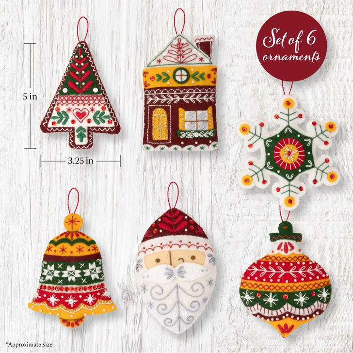 Bucilla Santa's Nordic Set Felt Applique Ornaments Kit 6/Pkg