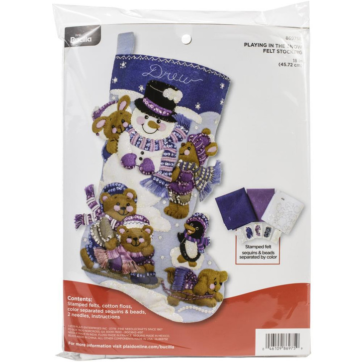 Bucilla Playing In The Snow Felt Applique Stocking Kit