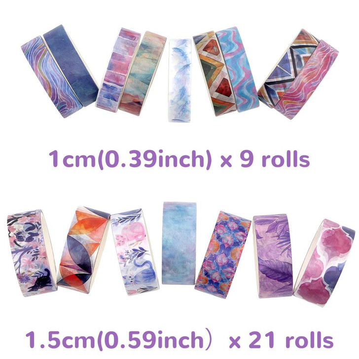 Ieebee Washi Tape Set 30/Rolls | Art Stripes