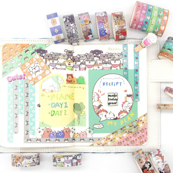 Ieebee Washi Tape Set 24/Rolls | Animal Carnival