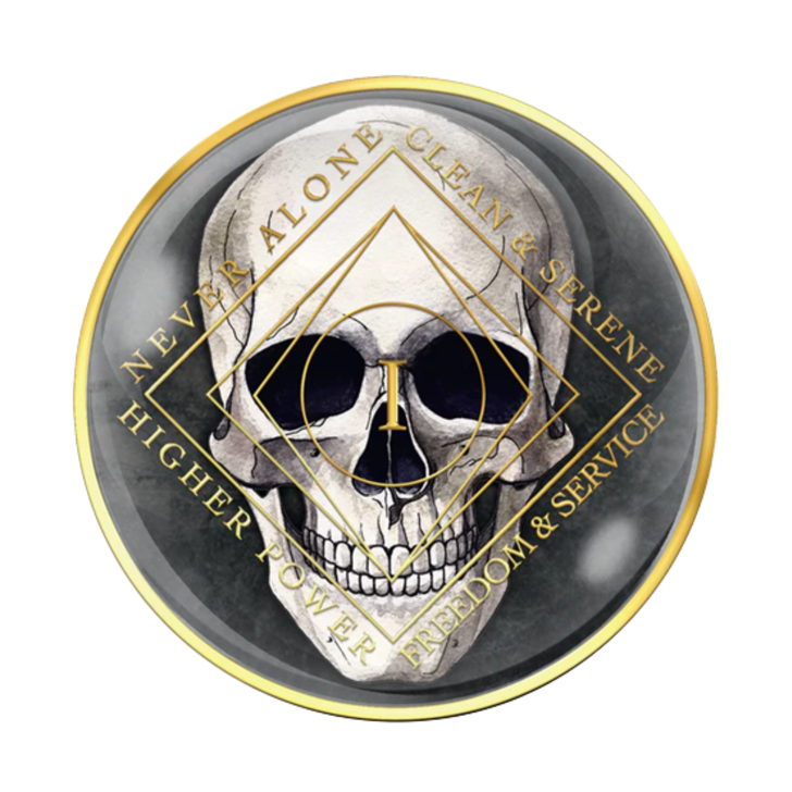 Narcotics Anonymous (NA) Clean Time Coin – “Skull” Sobriety Medallion Gift