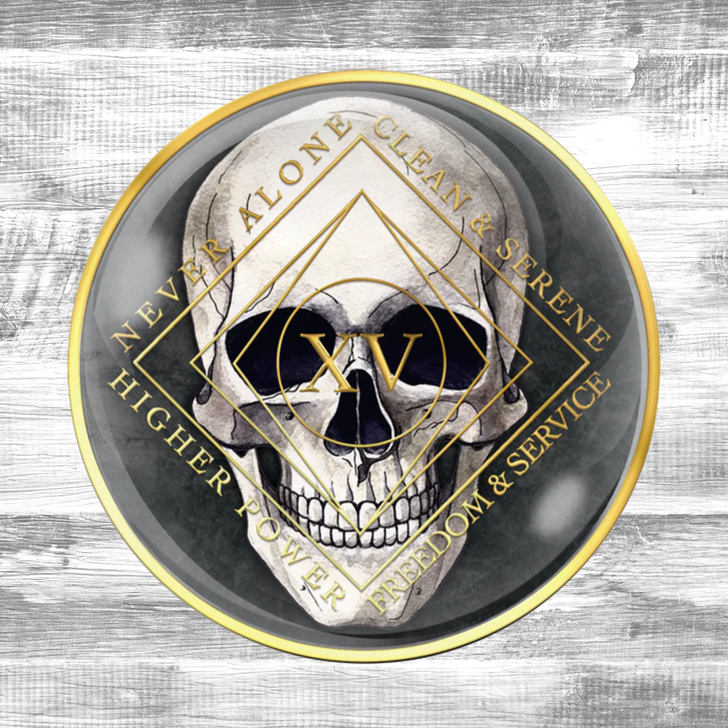 Narcotics Anonymous Clean Time Skull Anniversary Coin