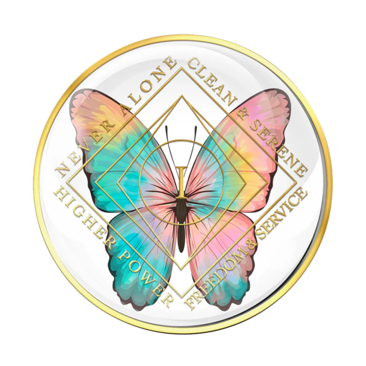 Narcotics Anonymous Clean Time Butterfly Anniversary Coin