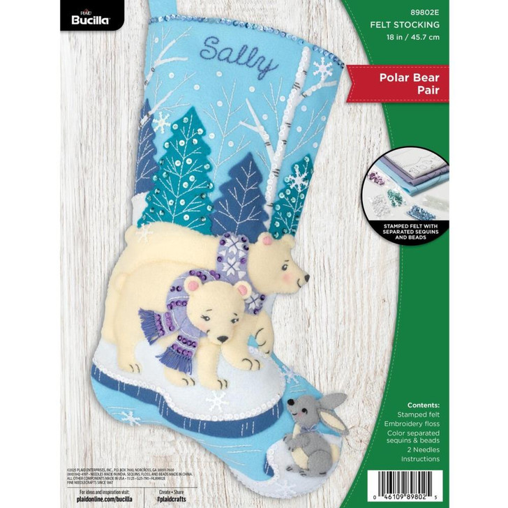 Bucilla Polar Bear Pair Felt Applique Stocking Kit