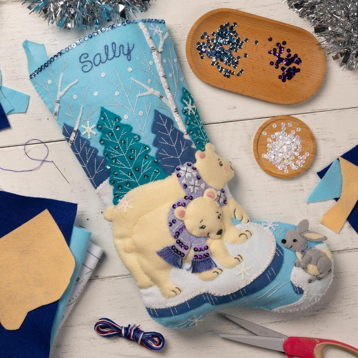 Bucilla Polar Bear Pair Felt Applique Stocking Kit