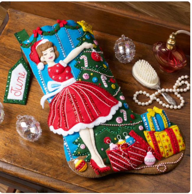 Bucilla Vintage Christmas Felt Applique Stocking Kit