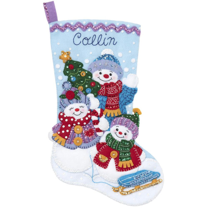 Bucilla Snow Family Portrait Felt Applique Stocking Kit