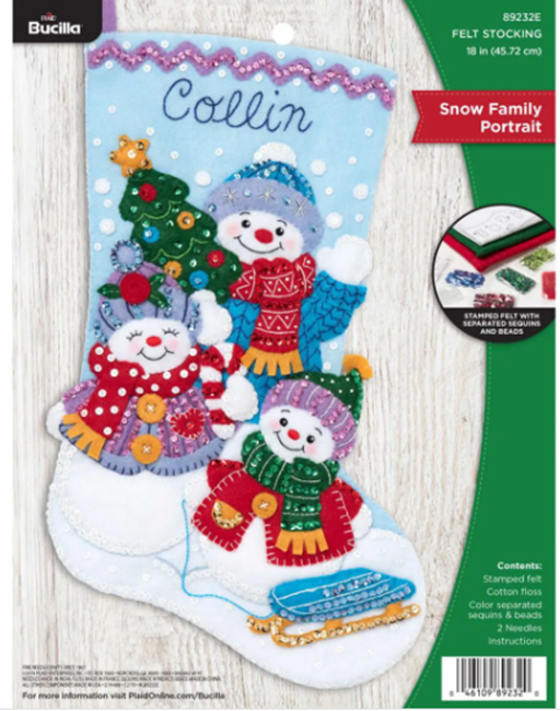 Bucilla Snow Family Portrait Felt Applique Stocking Kit