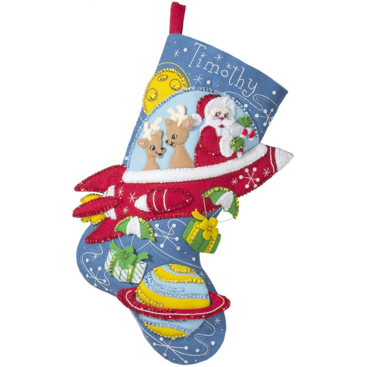 Bucilla Rocket Ship Santa Felt Applique Stocking Kit