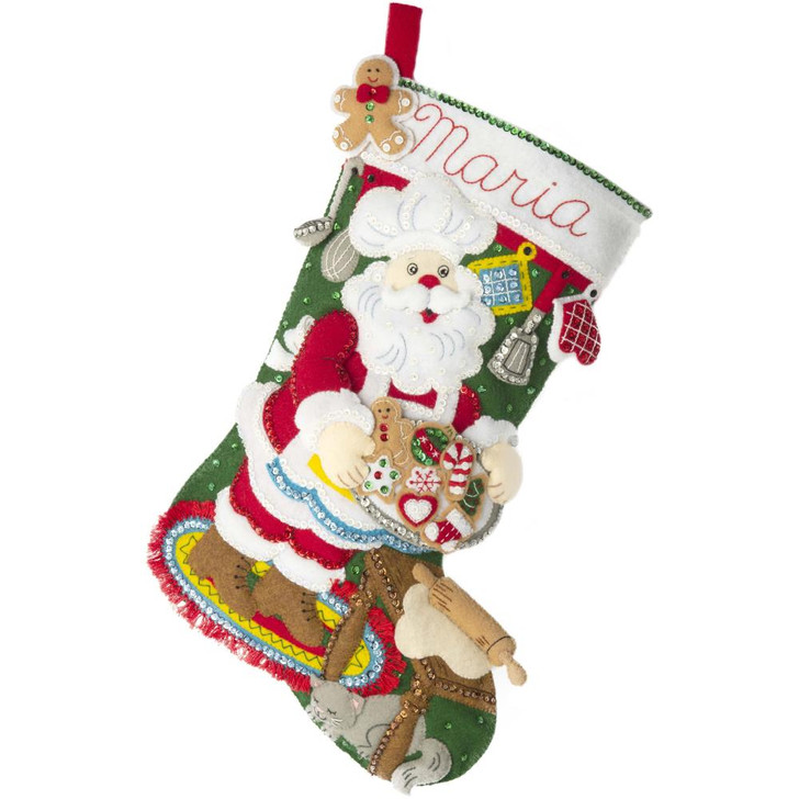 Bucilla Gingerbread Santa Felt Applique Stocking Kit