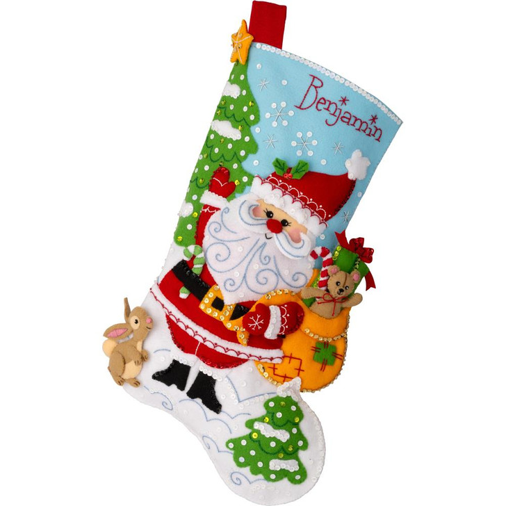 Bucilla Retro Holiday Santa Felt Applique Stocking Kit