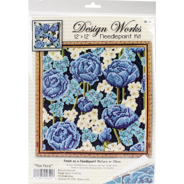 Design Works Blue Roses Needlepoint Kit