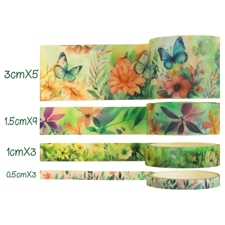 Ieebee Fluttering Blooms Washi Tape Set 20/Rolls