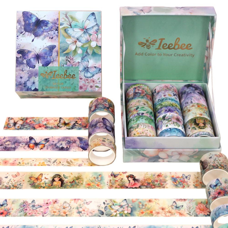 Ieebee Washi Tape Set 20/Rolls | Fluttering Blooms