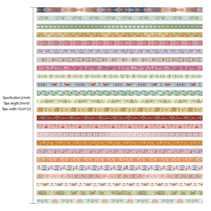 Ieebee Washi Tape Set 24/Rolls | Floral Feast