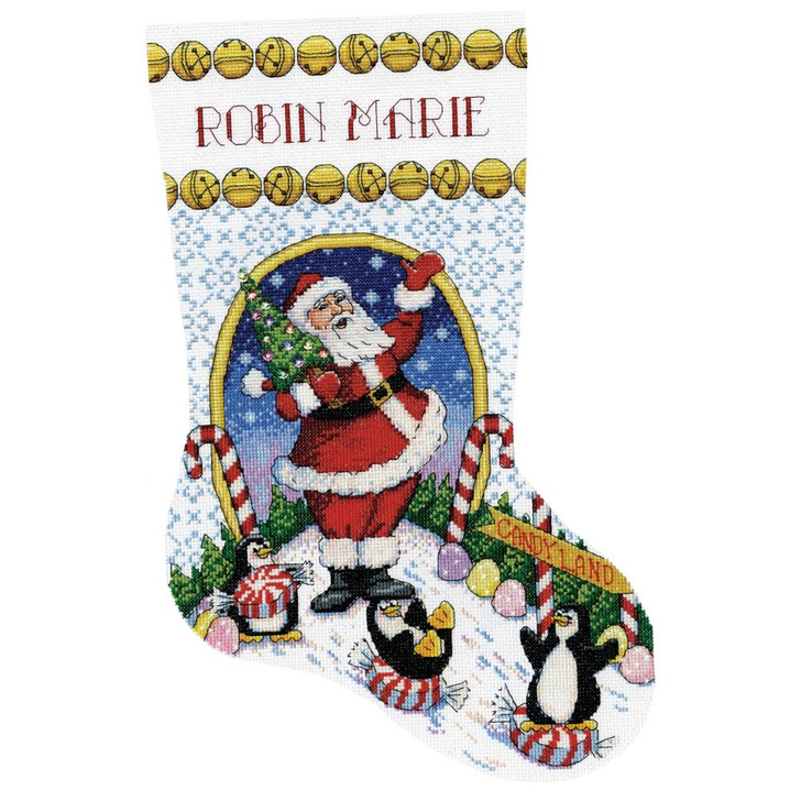 Design Works Candy Land Santa Counted Cross Stitch Stocking Kit