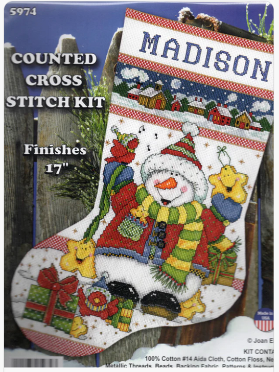 Design Works Snowman Fun Counted Cross Stitch Stocking Kit