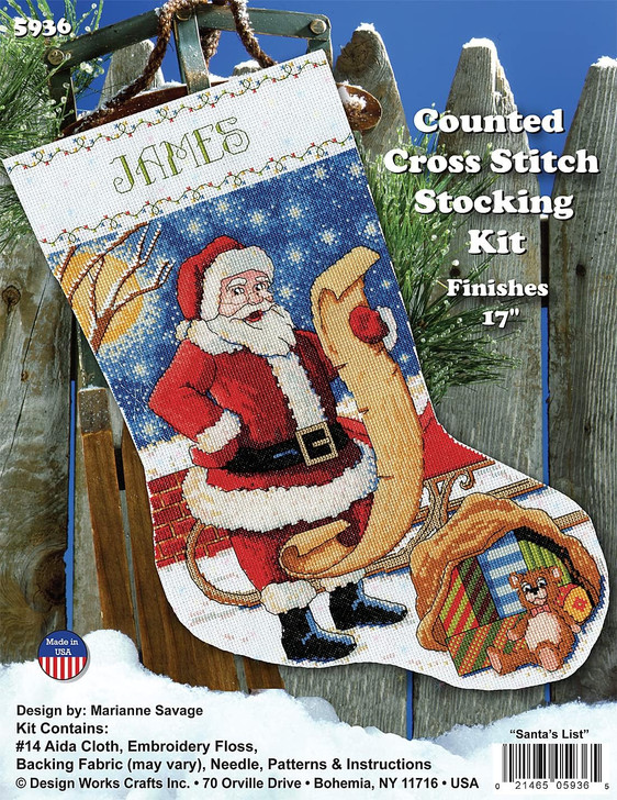 Design Works Santa's List Counted Cross Stitch Stocking Kit