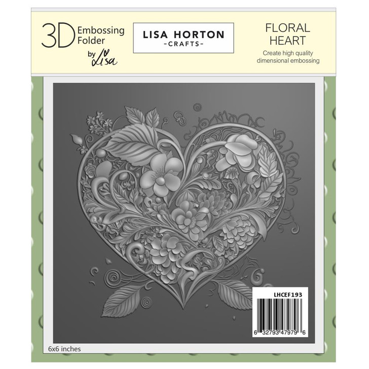 Lisa Horton Crafts Floral Heart 3D Embossing Folder
