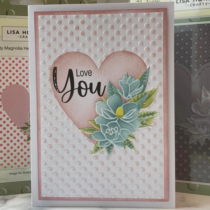 Lisa Horton Crafts 3D Embossing Folder | Dotty Magnolia Heart