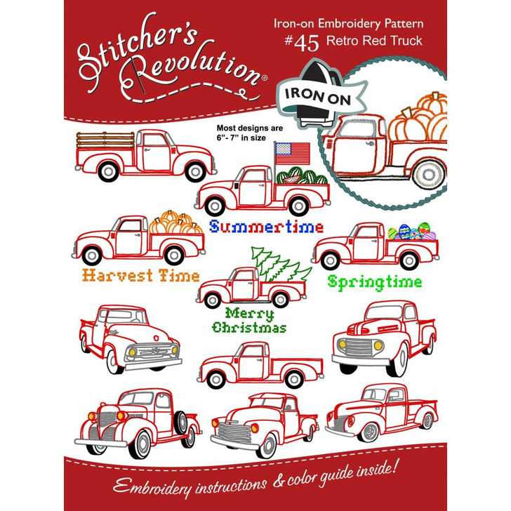 Colonial Patterns Iron-On Embroidery Patterns | Retro Red Truck