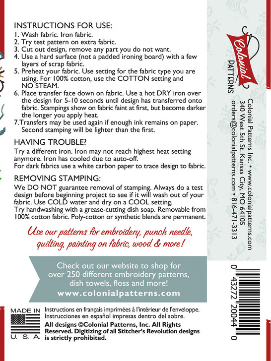 Colonial Patterns Lovely Ladybugs Iron-On Embroidery Patterns