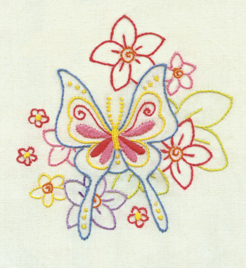 Colonial Patterns Iron-On Embroidery Patterns | Flowers & Butterflies