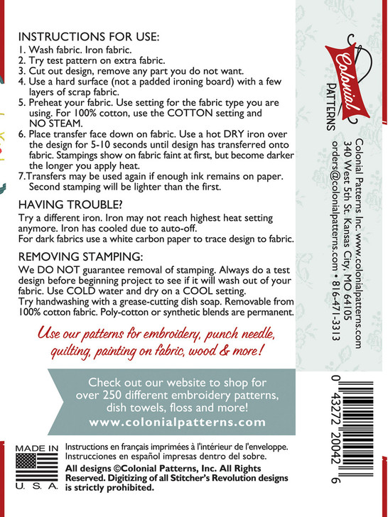 Colonial Patterns Iron-On Embroidery Patterns | Flowers & Butterflies