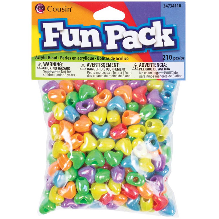 CousinDIY Fun Pack Beads 210/Pkg | Multi Color Hearts