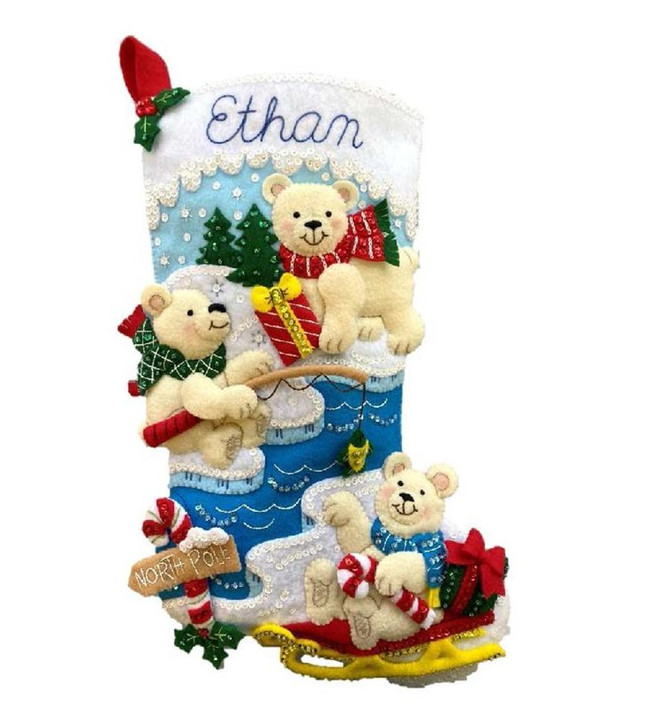 Bucilla Felt Applique Stocking Kit | Polar Bear Buddies
