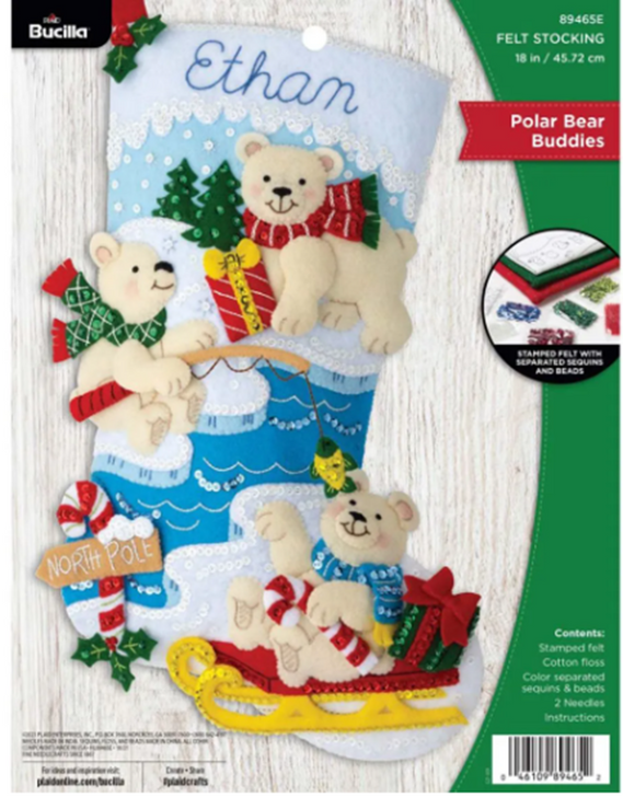Bucilla Polar Bear Buddies Felt Applique Stocking Kit