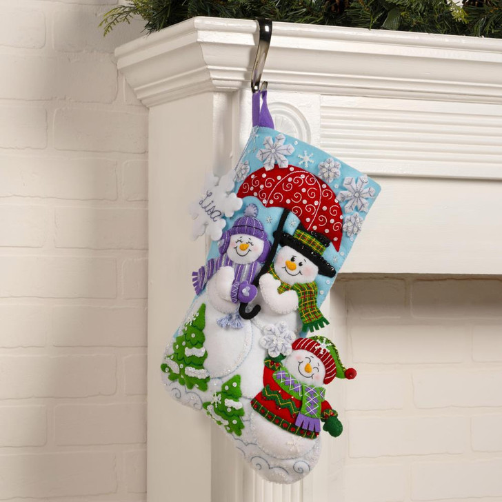 Bucilla Felt Applique Stocking Kit | Frosty Family