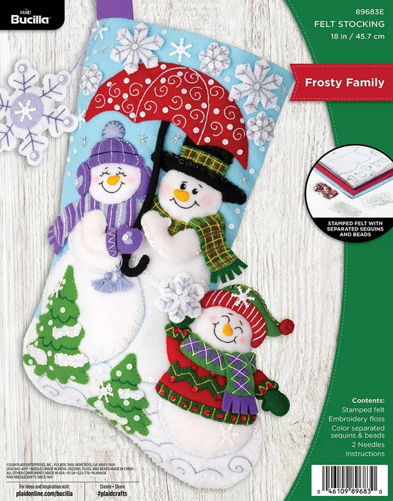 Bucilla Frosty Family Felt Applique Stocking Kit