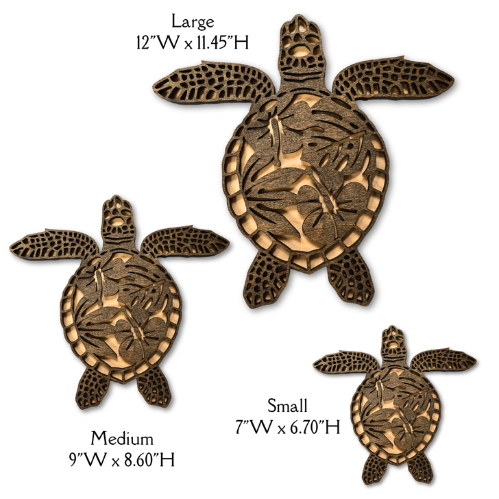 Sea Turtles Family Hibiscus Wall Art