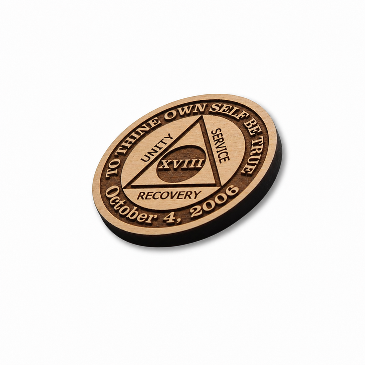Alcoholics Anonymous Personalized Wooden Coin – Sobriety Anniversary Medallion