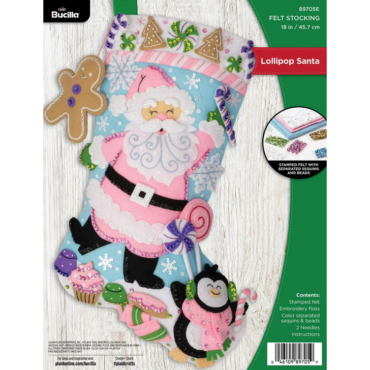 Bucilla Felt Applique Stocking Kit |  Lollipop Santa