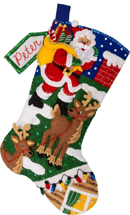 Bucilla Rooftop Santa Felt Applique Stocking Kit