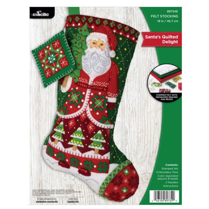 Bucilla Felt Applique Stocking Kit | Santa's Quilted Delight