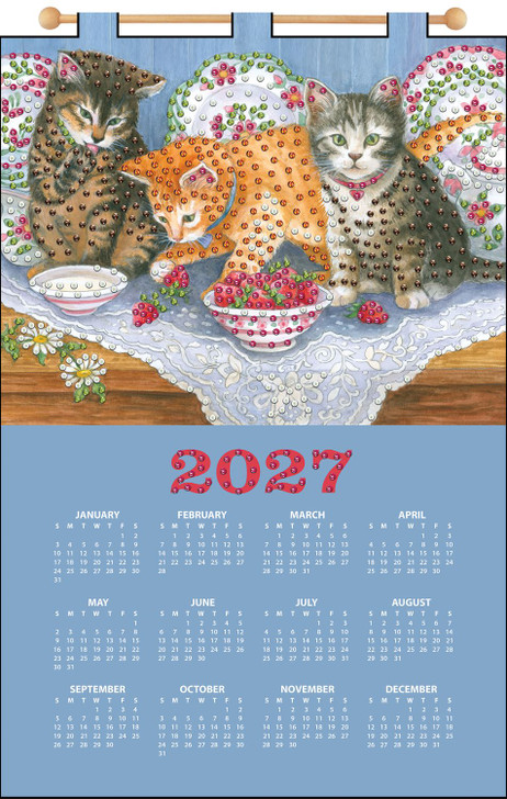 Design Works Cats & Berries 2027 Felt Sequin Calendar Kit