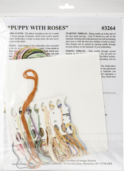 Design Works Puppy With Roses Counted Cross Stitch Kit