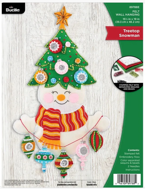 Bucilla Felt Applique Wall Hanging Kit | Treetop Snowman